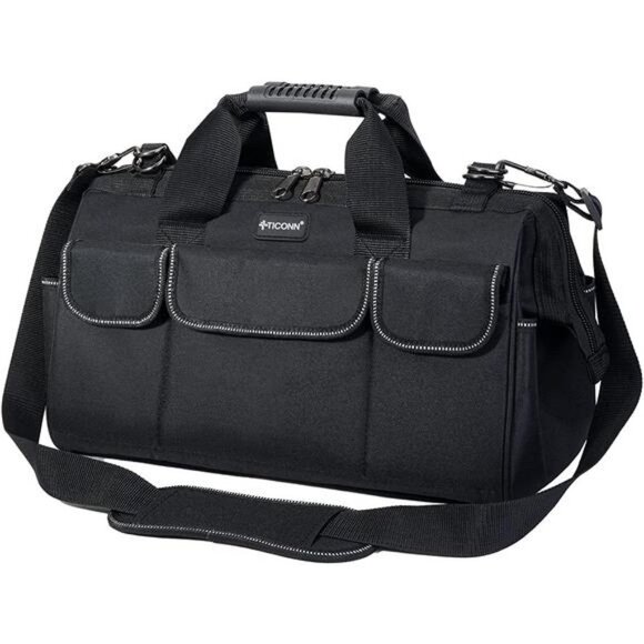 16in Tool Bag with Waterproof Soft Bottom, Multi-Pockets Wide Mouth Tool Bag - Picture 1 of 7